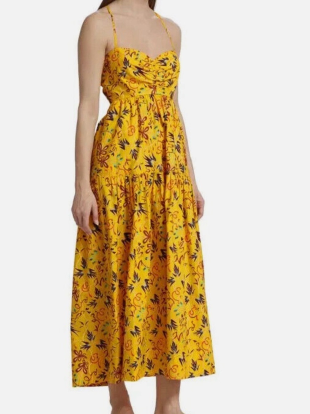 A.L.C. Yellow Floral Backless Maxi Dress